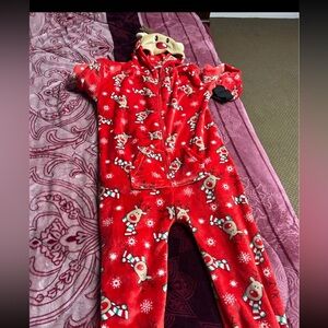 Kids' Christmas Reindeer Onesie Pajamas